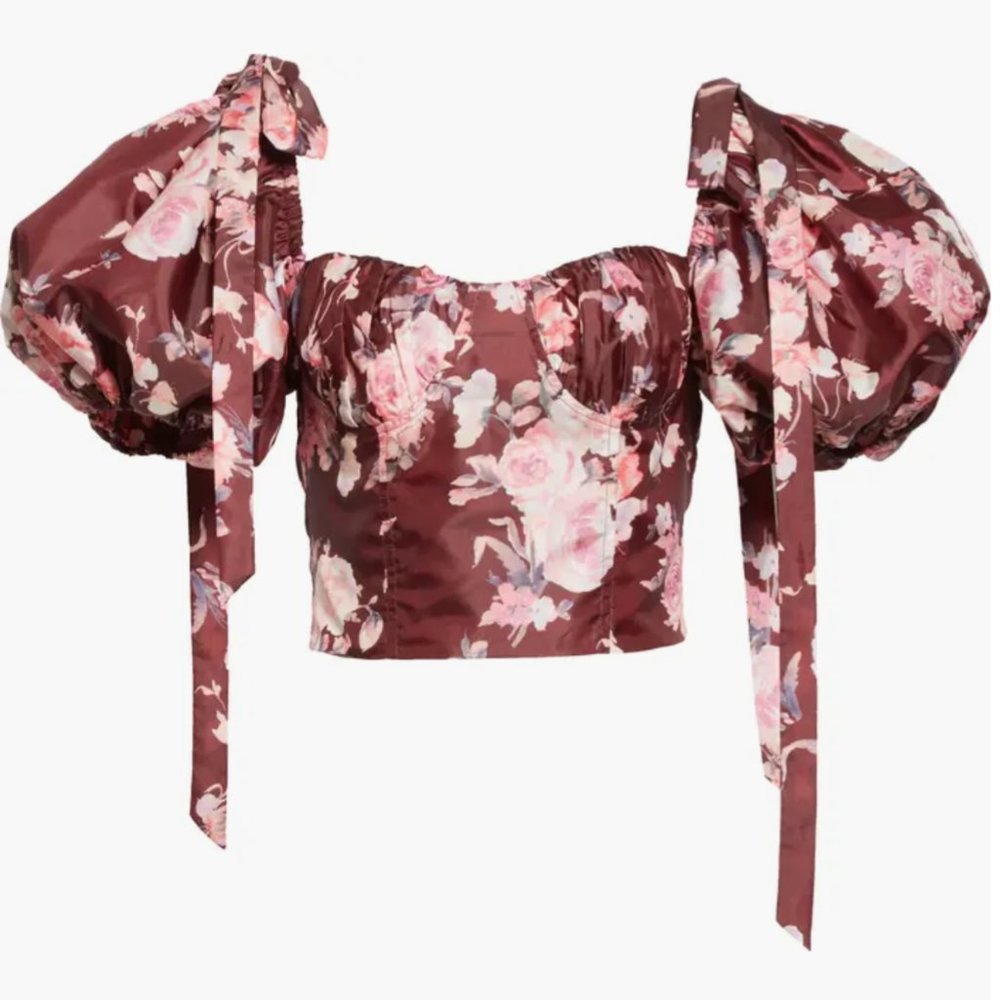 LoveShackFancy Jansen Puff Sleeve Crop Top